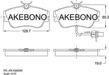 Akebono AN-4260WK - Bremžu uzliku kompl., Disku bremzes adetalas.lv