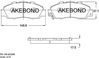 Akebono AN-642WK - Bremžu uzliku kompl., Disku bremzes adetalas.lv