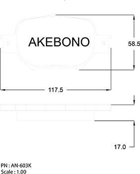 Akebono AN-603K - Bremžu uzliku kompl., Disku bremzes adetalas.lv