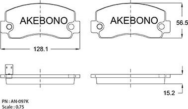 Akebono AN-097KE - Bremžu uzliku kompl., Disku bremzes adetalas.lv