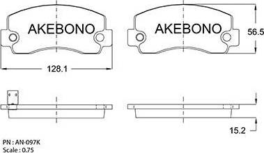 Akebono AN-097K - Bremžu uzliku kompl., Disku bremzes adetalas.lv