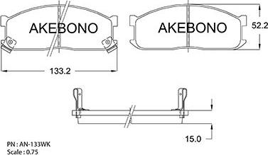 Akebono AN-133WKE - Bremžu uzliku kompl., Disku bremzes adetalas.lv