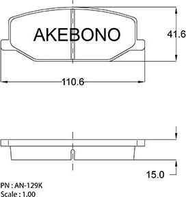 Akebono AN-129K - Bremžu uzliku kompl., Disku bremzes adetalas.lv