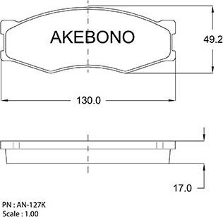 Akebono AN-127KE - Bremžu uzliku kompl., Disku bremzes adetalas.lv