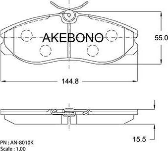 Akebono AN-8010K - Bremžu uzliku kompl., Disku bremzes adetalas.lv