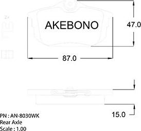 Akebono AN-8030WKE - Bremžu uzliku kompl., Disku bremzes adetalas.lv