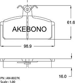 Akebono AN-8027K - Bremžu uzliku kompl., Disku bremzes adetalas.lv