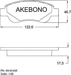 Akebono AN-8145K - Bremžu uzliku kompl., Disku bremzes adetalas.lv