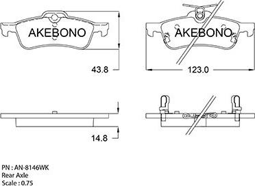 Akebono AN-8146WK - Bremžu uzliku kompl., Disku bremzes adetalas.lv