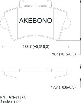 Akebono AN-8157K - Bremžu uzliku kompl., Disku bremzes adetalas.lv