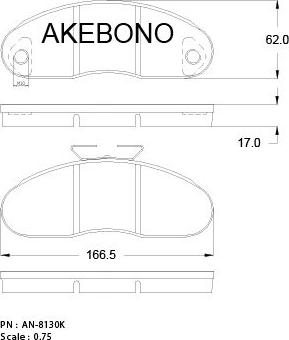 Akebono AN-8130K - Bremžu uzliku kompl., Disku bremzes adetalas.lv