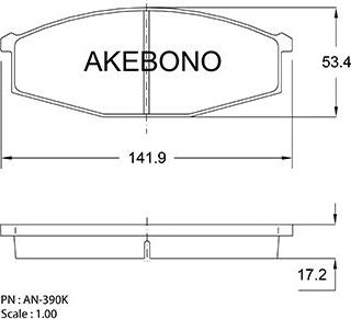 Akebono AN-390K - Bremžu uzliku kompl., Disku bremzes adetalas.lv