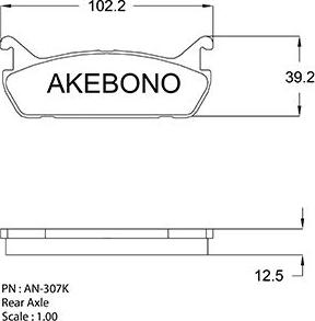 Akebono AN-307KE - Bremžu uzliku kompl., Disku bremzes adetalas.lv