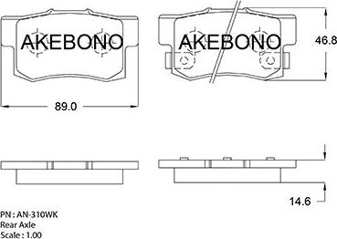 Akebono AN-310WK - Bremžu uzliku kompl., Disku bremzes adetalas.lv