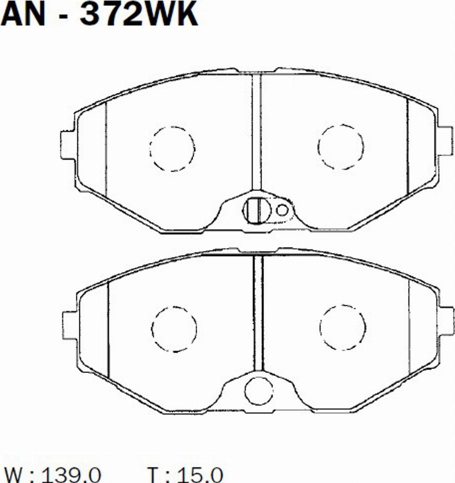 Akebono AN-372WK - Bremžu uzliku kompl., Disku bremzes adetalas.lv