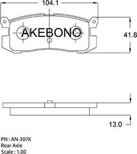 Akebono AN-250KE - Bremžu uzliku kompl., Disku bremzes adetalas.lv