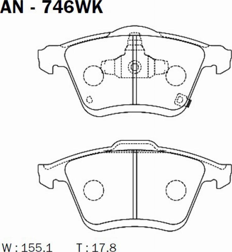 Akebono AN-746WK - Bremžu uzliku kompl., Disku bremzes adetalas.lv