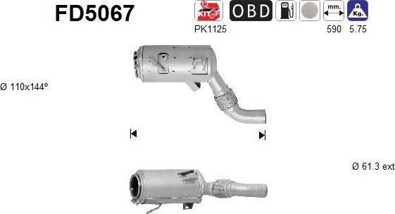 AS FD5067 - Nosēdumu / Daļiņu filtrs, Izplūdes gāzu sistēma adetalas.lv