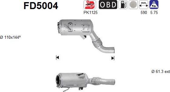 AS FD5004 - Nosēdumu / Daļiņu filtrs, Izplūdes gāzu sistēma adetalas.lv