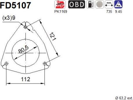 AS FD5107 - Nosēdumu / Daļiņu filtrs, Izplūdes gāzu sistēma adetalas.lv