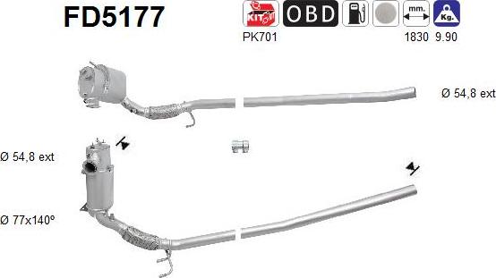 AS FD5177 - Nosēdumu / Daļiņu filtrs, Izplūdes gāzu sistēma adetalas.lv