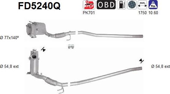 AS FD5240Q - Nosēdumu / Daļiņu filtrs, Izplūdes gāzu sistēma adetalas.lv