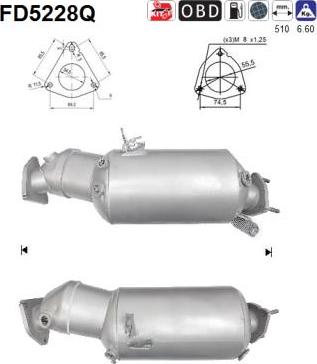 AS FD5228Q - Nosēdumu / Daļiņu filtrs, Izplūdes gāzu sistēma adetalas.lv