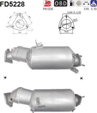 AS FD5228 - Nosēdumu / Daļiņu filtrs, Izplūdes gāzu sistēma adetalas.lv