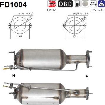 AS FD1004 - Nosēdumu / Daļiņu filtrs, Izplūdes gāzu sistēma adetalas.lv