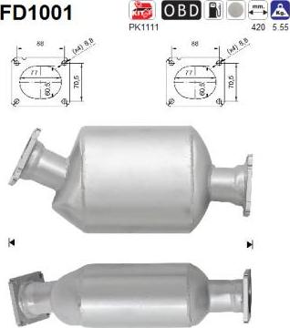 AS FD1001 - Nosēdumu / Daļiņu filtrs, Izplūdes gāzu sistēma adetalas.lv