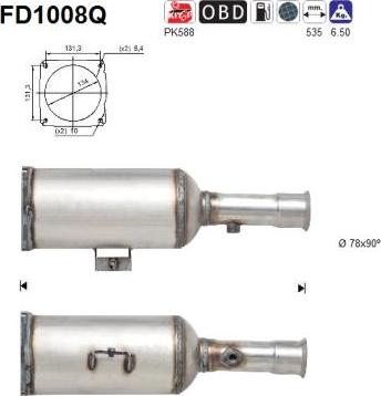 AS FD1008Q - Nosēdumu / Daļiņu filtrs, Izplūdes gāzu sistēma adetalas.lv