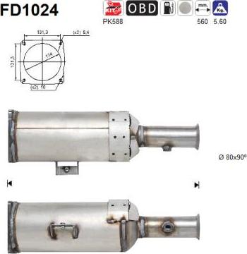 AS FD1024 - Nosēdumu / Daļiņu filtrs, Izplūdes gāzu sistēma adetalas.lv