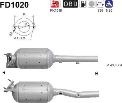 AS FD1020 - Nosēdumu / Daļiņu filtrs, Izplūdes gāzu sistēma adetalas.lv