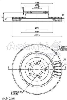 Ashuki 0990-5107 - Bremžu diski adetalas.lv