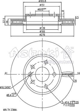 Ashuki 0990-6190 - Bremžu diski adetalas.lv