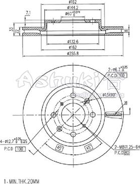 Ashuki K016-58 - Bremžu diski adetalas.lv