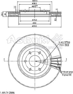 Ashuki N013-92 - Bremžu diski adetalas.lv