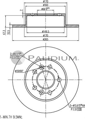 Ashuki P330-105 - Bremžu diski adetalas.lv