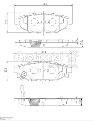 Ashuki S011-50 - Bremžu uzliku kompl., Disku bremzes adetalas.lv