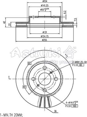 Ashuki T602-30 - Bremžu diski adetalas.lv