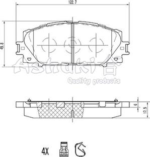 Ashuki T114-55 - Bremžu uzliku kompl., Disku bremzes adetalas.lv