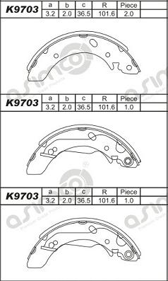 Asimco K9703 - Bremžu loku komplekts adetalas.lv