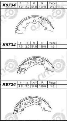 Asimco K9734 - Bremžu loku komplekts adetalas.lv