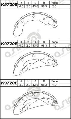 Asimco K9720E - Bremžu loku komplekts adetalas.lv