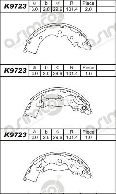 Asimco K9723 - Bremžu loku komplekts adetalas.lv