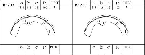 Asimco K1733 - Bremžu loku komplekts adetalas.lv