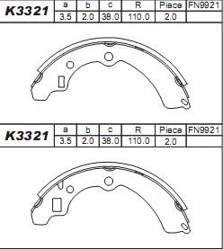 Asimco K3321 - Bremžu loku komplekts adetalas.lv