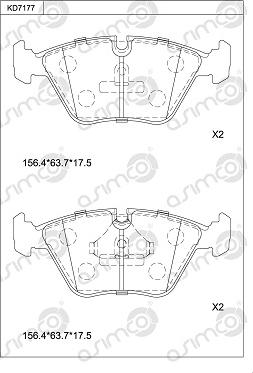 Asimco KD7177 - Bremžu uzliku kompl., Disku bremzes adetalas.lv