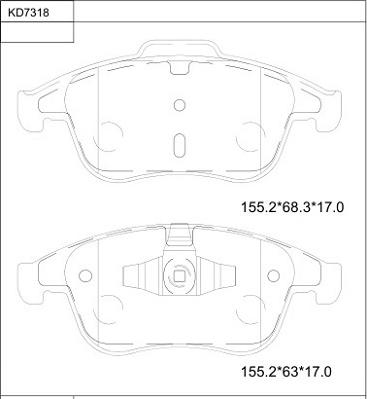 Asimco KD7318 - Bremžu uzliku kompl., Disku bremzes adetalas.lv