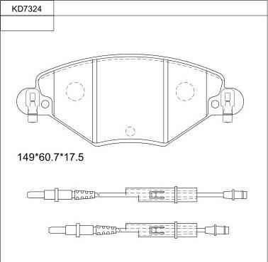 Asimco KD7324 - Bremžu uzliku kompl., Disku bremzes adetalas.lv